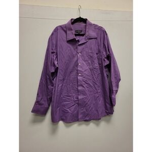 Bill Robinson Mens Dress Shirt 18 1/2-34/35 Purple‎ Long Sleeve Cotton Blend